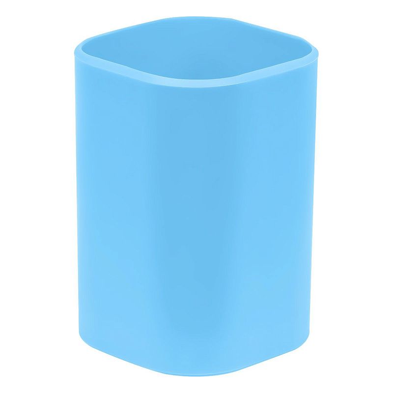 Подставка-стакан СТАММ "Фаворит", пластиковая, квадратная, голубая