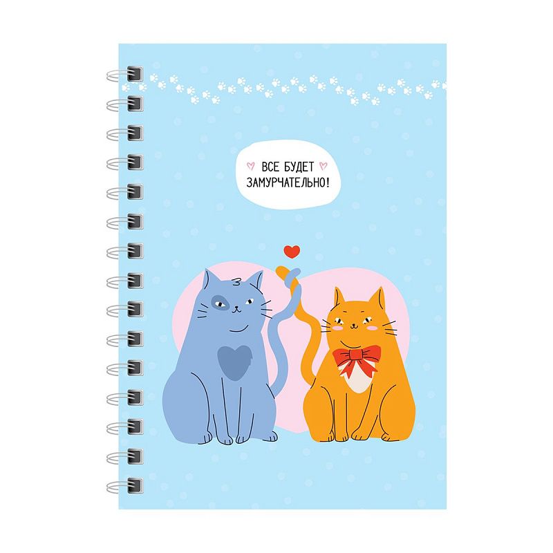 Записная книжка А6 120л., на гребне ArtSpace "Замурчательная история", твердая обложка, матовая ламинация