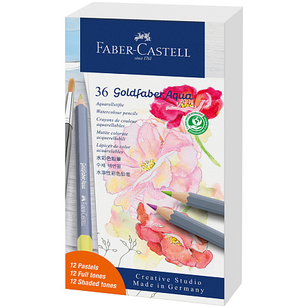 Карандаши акварельные художественные Faber-Castell "Goldfaber Aqua", 36цв., картонная упаковка