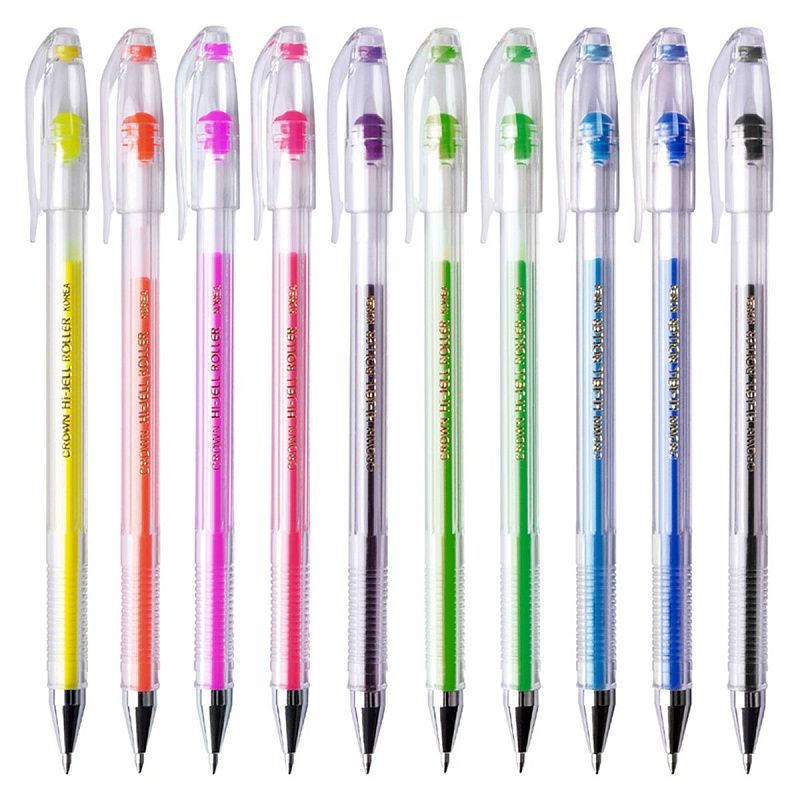 Набор гелевых ручек Crown "Hi-Jell Color" 10шт., 10цв., ПВХ уп., европодвес 