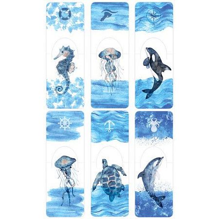 Закладки для книг МАГНИТНЫЕ c высечкой, "MARINE LIFE", набор 6 шт., 35х25 мм, BRAUBERG, 113163 