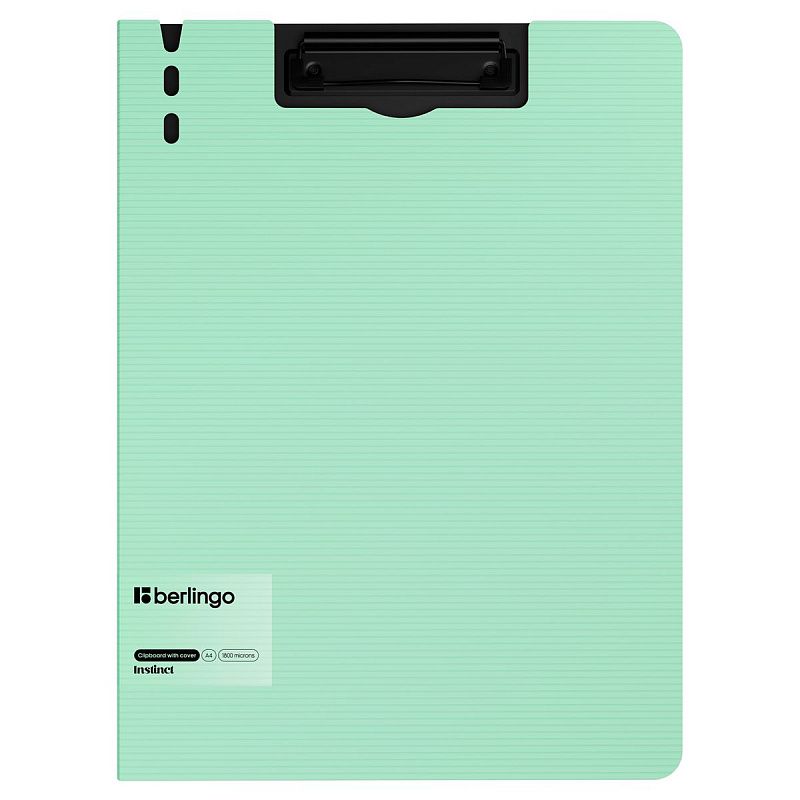 Папка-планшет с зажимом Berlingo "Instinct" А4, пластик (полифом), мятный/черный 
