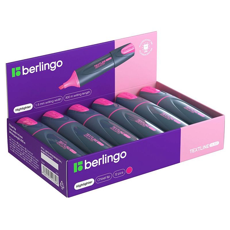 Текстовыделитель Berlingo "Textline HL300" розовый, 1-5мм 