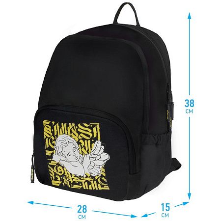 Рюкзак Berlingo Light "Angel black" 39,5*28*16см, 2 отделения, 3 кармана, уплотненная спинка 