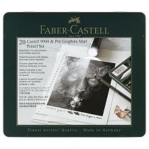 Набор карандашей ч/г Faber-Castell "Pitt Graphite Matt" и "Castell 9000", 20 предметов, заточен., метал. кор. Набор карандашей ч/г Faber-Castell "Pitt Graphite Matt" и "Castell 9000", 20 предметов, заточен., метал. кор.