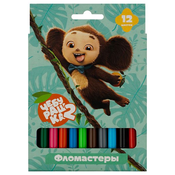 Фломастеры Мульти-Пульти "Чебурашка-2", 12цв, смываемые, картон, европодвес