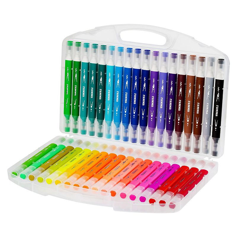 Фломастеры двусторонние Гамма "Классические", 36цв., суперсмываемые, пластик.бокс, т/у