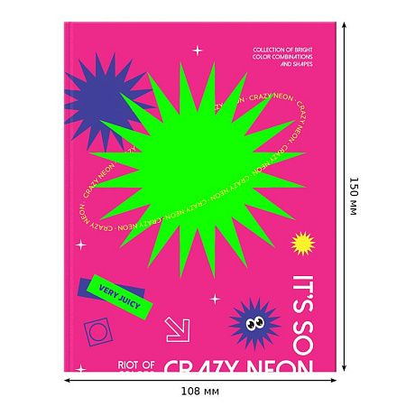 Бизнес-блокнот А6, 64л., ЛАЙТ, BG "Crazy neon", глянцевая ламинация, неоновая краска