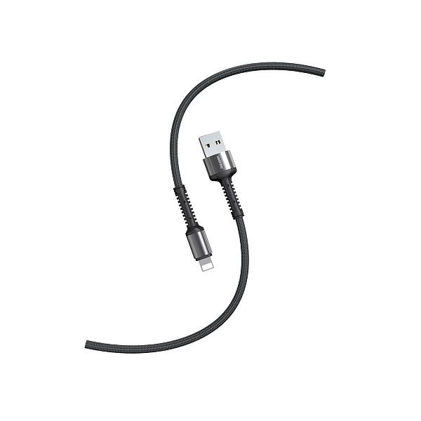 Кабель Smartbuy S26, USB - Lightning, для Apple, 3A output, нейлоновая оплетка, 1м, черный