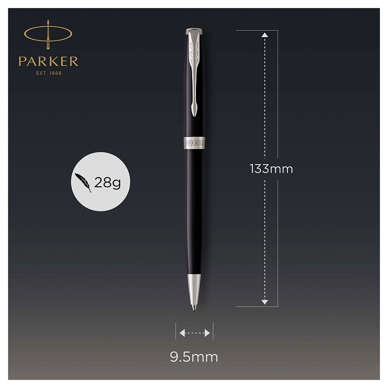 Ручка шариковая Parker "Sonnet Black Lacquer CT" черная, 1,0мм, поворот., подарочная упаковка 