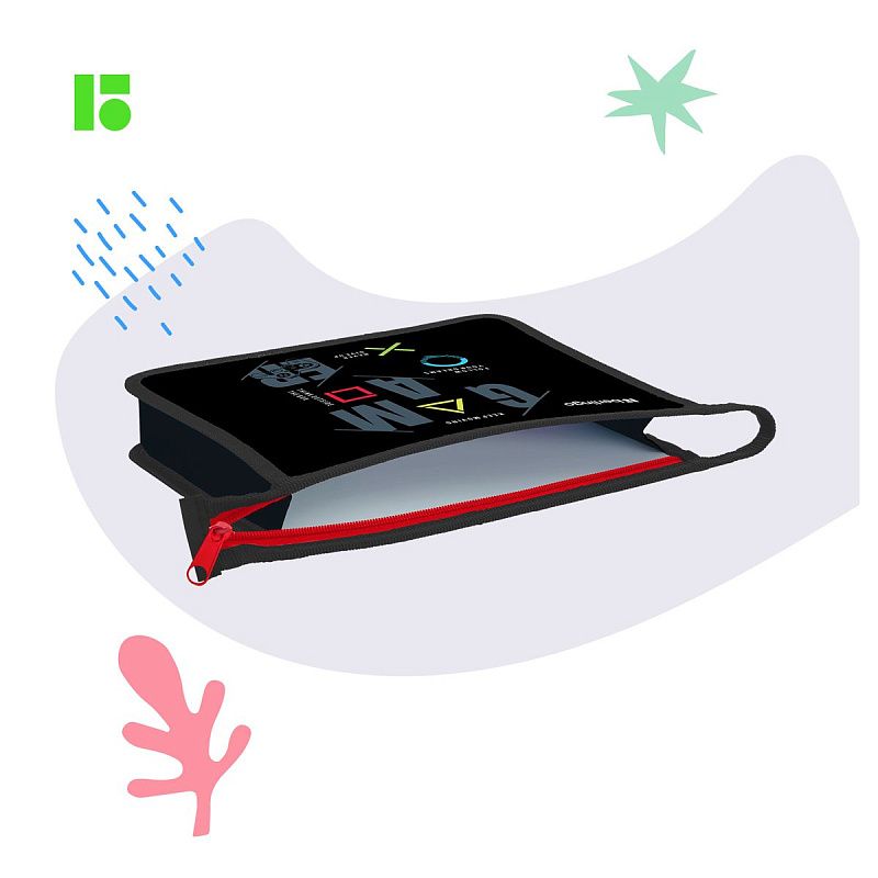 Папка для тетрадей 1 отделение, А5 Berlingo "Game on", 240*205*40мм, пластик, на молнии 