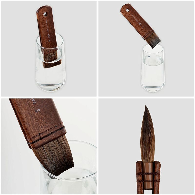 Кисть-хейк художественная Гамма, коза микс, №40, короткая ручка