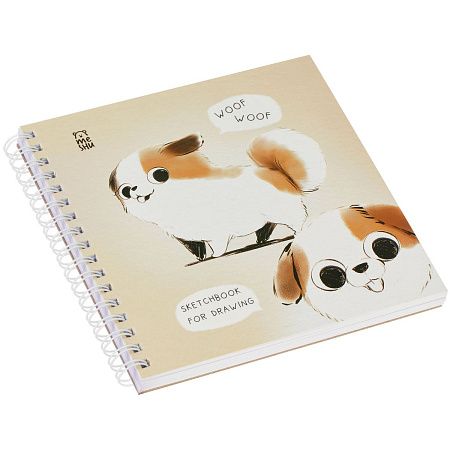 Скетчбук 60л., 150*150 MESHU "Cute dog", на гребне, soft-touch, 120г/м2