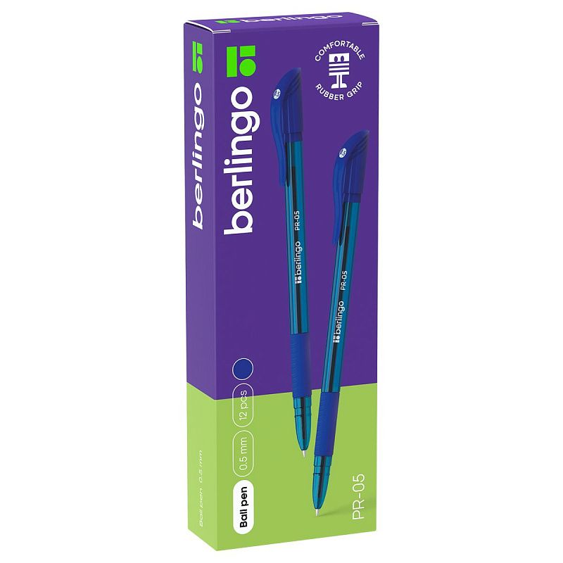 Ручка шариковая Berlingo "PR-05" синяя, 0,5мм, грип 