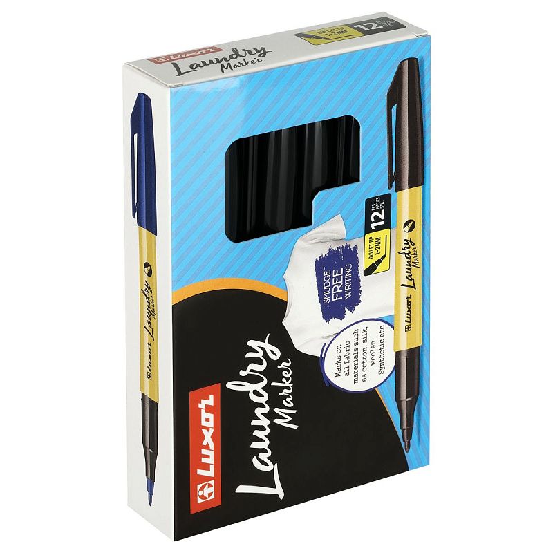 Маркер перманентный для ткани/для прачечных Luxor "Laundry" черный, пулевидный, 1-2мм 