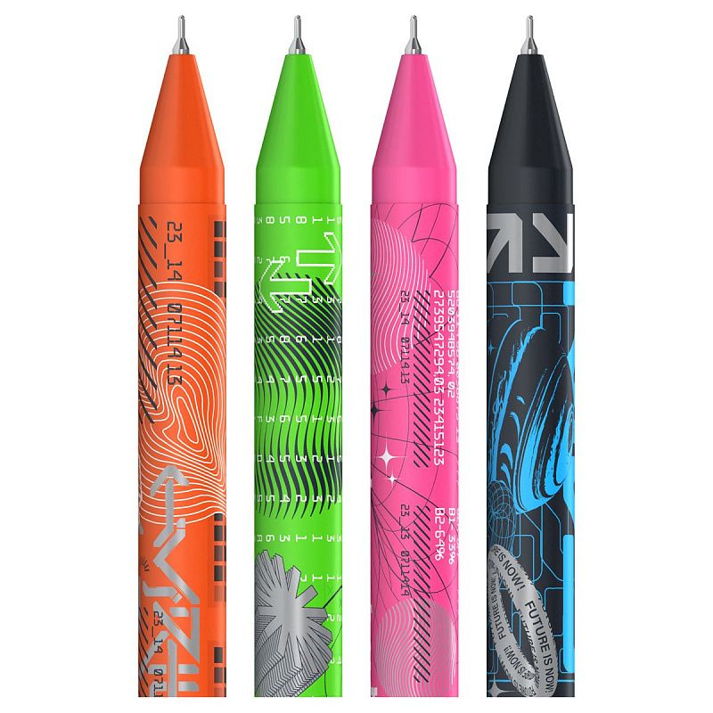 Ручка шариковая автоматическая Berlingo "Future Tech" синяя, 0,7мм, рисунок на корпусе, soft touch, ассорти 