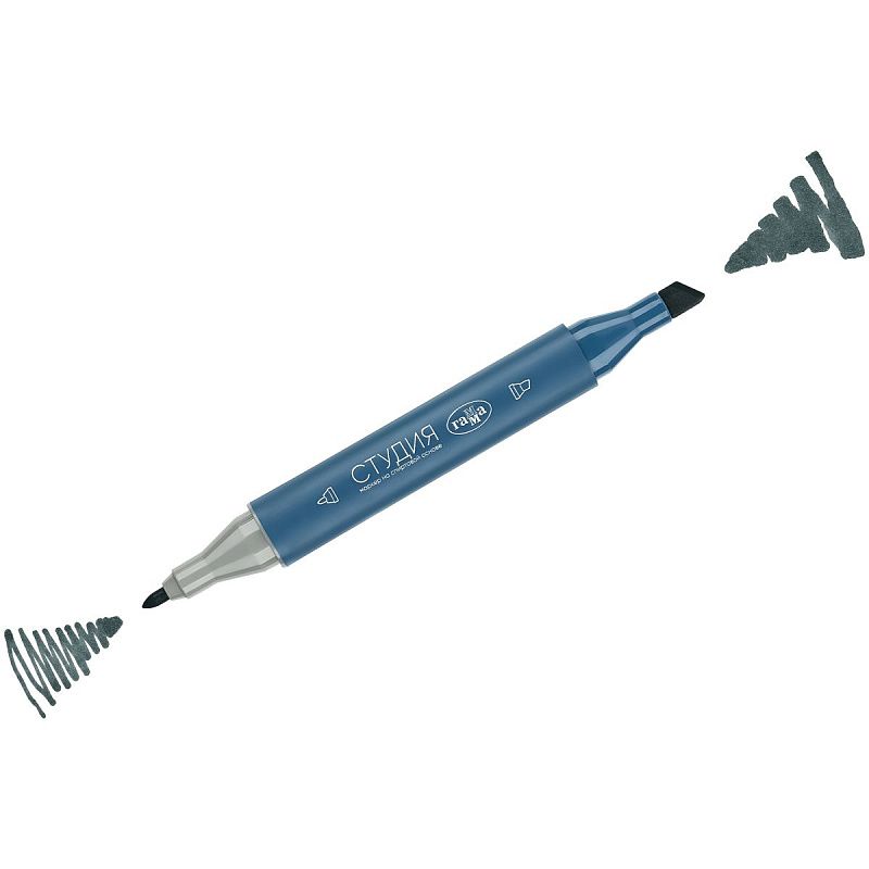 Маркер двусторонний для скетчинга Гамма "Студия", серый, корпус трехгранный, пулевид./клиновид. наконечники