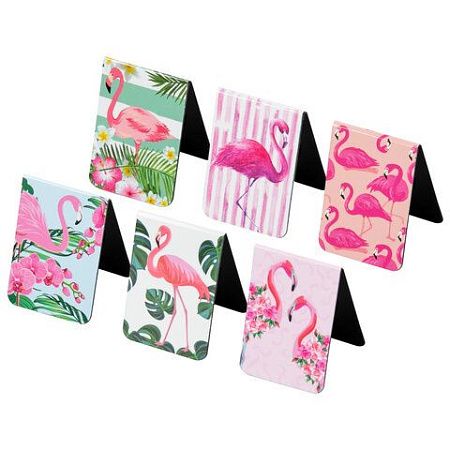 Закладки для книг МАГНИТНЫЕ, "FLAMINGO", набор 6 шт., 35x25 мм, BRAUBERG, 113165 