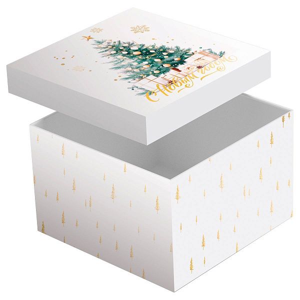 Коробка складная подарочная MESHU "New Year", (15*15*15см), отд фольгой