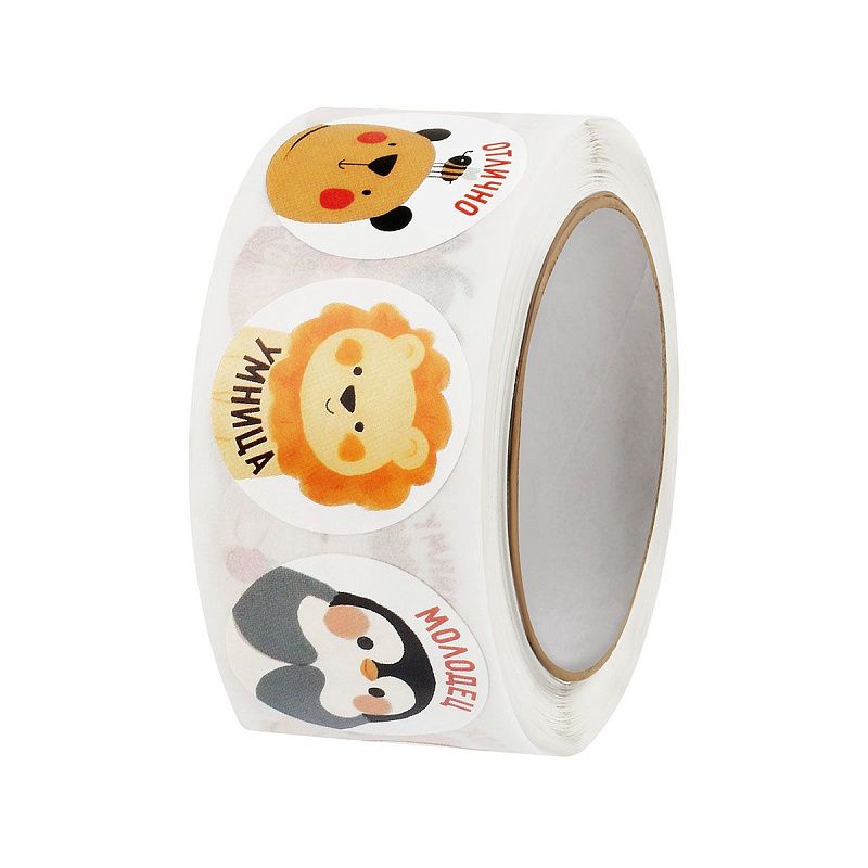 Наклейки бумажные MESHU  "Animals", поощрительные,  500 наклеек, инд. уп.