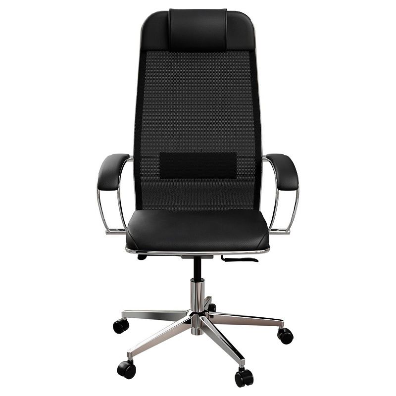 Кресло руководителя Метта "ErgoLife" Comfort, сетка/экокожа черная, синхромеханизм качания, мультиблок, z1F6.16.1.543