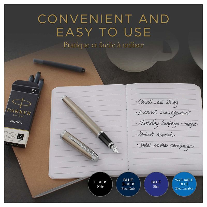 Картриджи чернильные Parker "Cartridge Quink" смываемые сине-черные, 5шт., картонная коробка 