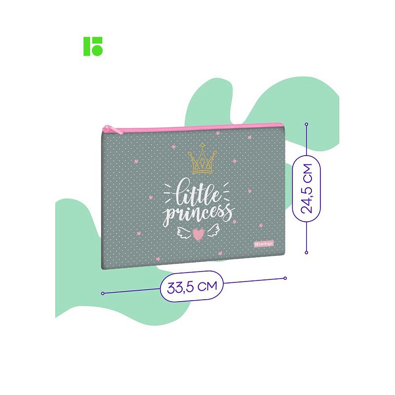 УЦЕНКА - Папка текстильная 1 отделение, А4 Berlingo "Princess", 335*245мм, полиэстер, на молнии (осн 352015) 