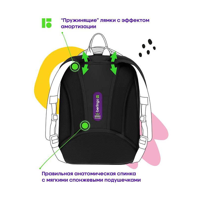 Ранец Berlingo Expert Mini "Meow colors" 36*27*14см, 2 отделения, 2 кармана, анатомическая спинка, мешок для обуви 