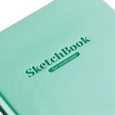 Скетчбук для акварели 40л., 150*200 Greenwich Line, бирюзовый, кожзам, на резинке, 200г/м2