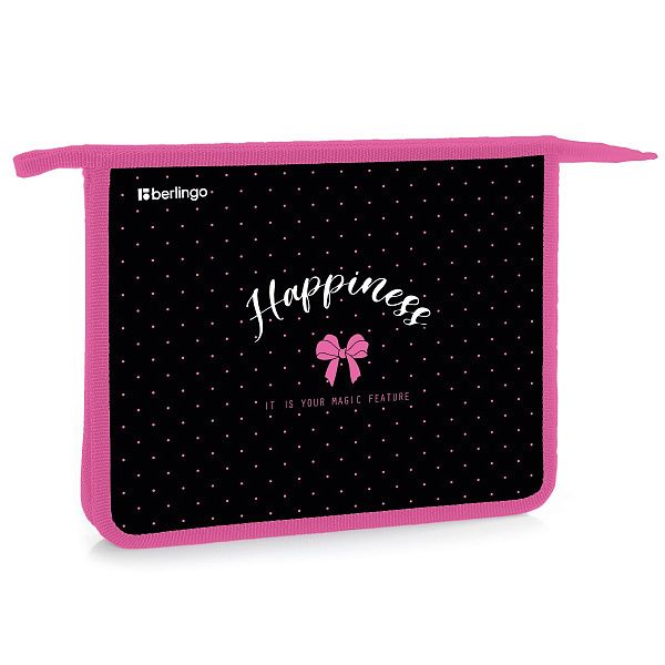 Папка для тетрадей 1 отделение, А5 Berlingo "Happiness", 240*205*40мм, пластик, на молнии