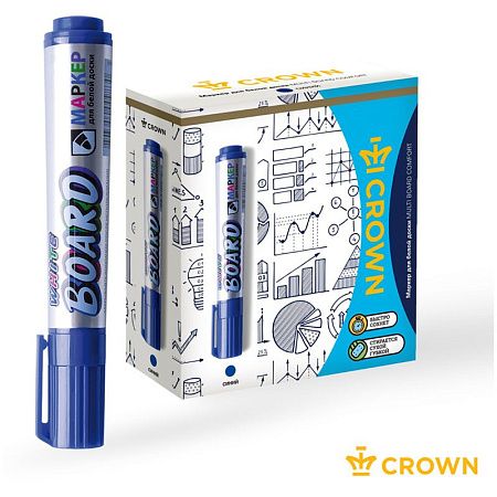 Маркер для белых досок Crown "Multi Board Comfort" синий, пулевидный, 3мм 