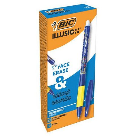 Ручка стираемая гелевая с грипом BIC "Gelocity Illusion", СИНЯЯ, корпус синий, линия 0,3 мм, 516518 