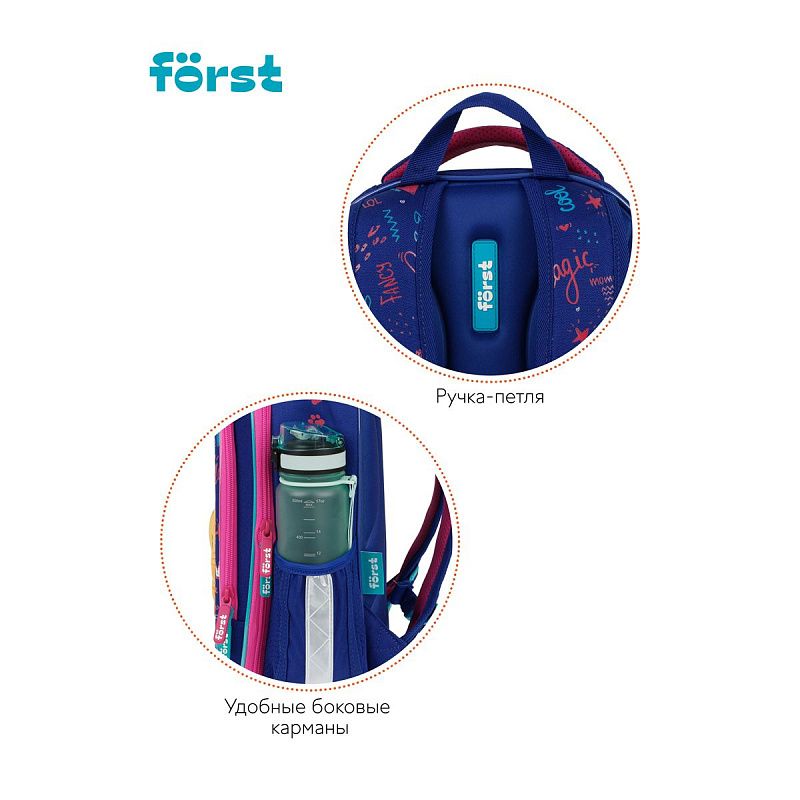 Ранец Först F-LIGHT "Funny cat" 37*28*16см, 2 отделения, 2 кармана, анатомическая спинка 