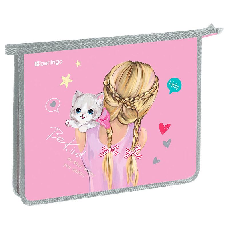 Папка для тетрадей 1 отделение, А5 Berlingo "Be Kind!", 240*205*40 мм, пластик, на молнии