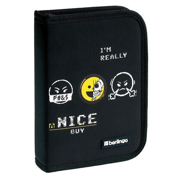 Пенал 1 отделение, 200*140*40 мм, Berlingo "I'm really a nice guy", 1 дополнительная откидная секция, полиэстер