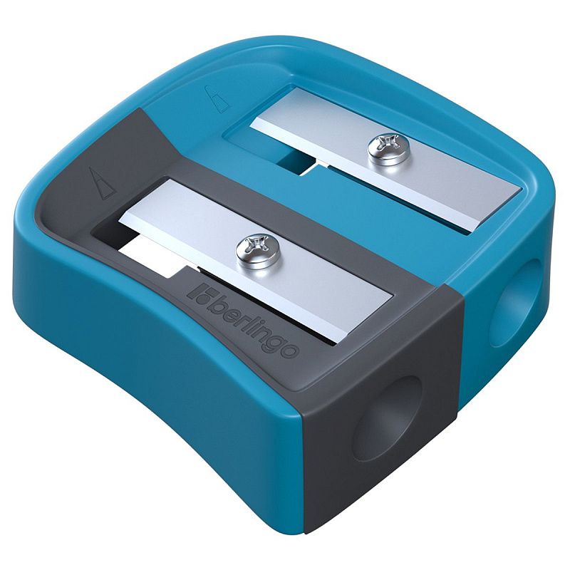 Точилка пластиковая Berlingo "Color Zone Duo", 2 отверстия, для цветных и ч/г карандашей, блистер, ассорти 