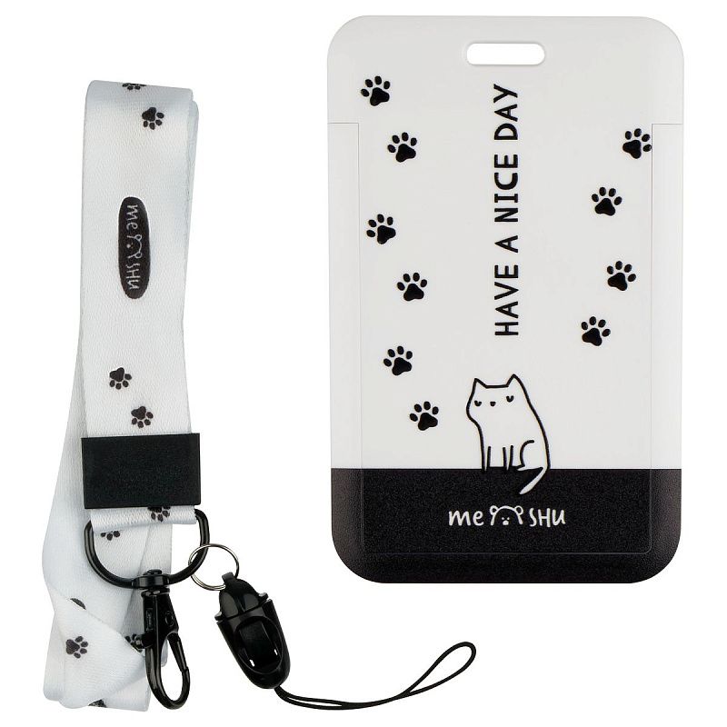 Бейдж вертикальный MESHU "Nice Day", 110*70мм, лента с карабином,  3D печать, опп пакет, европодвес