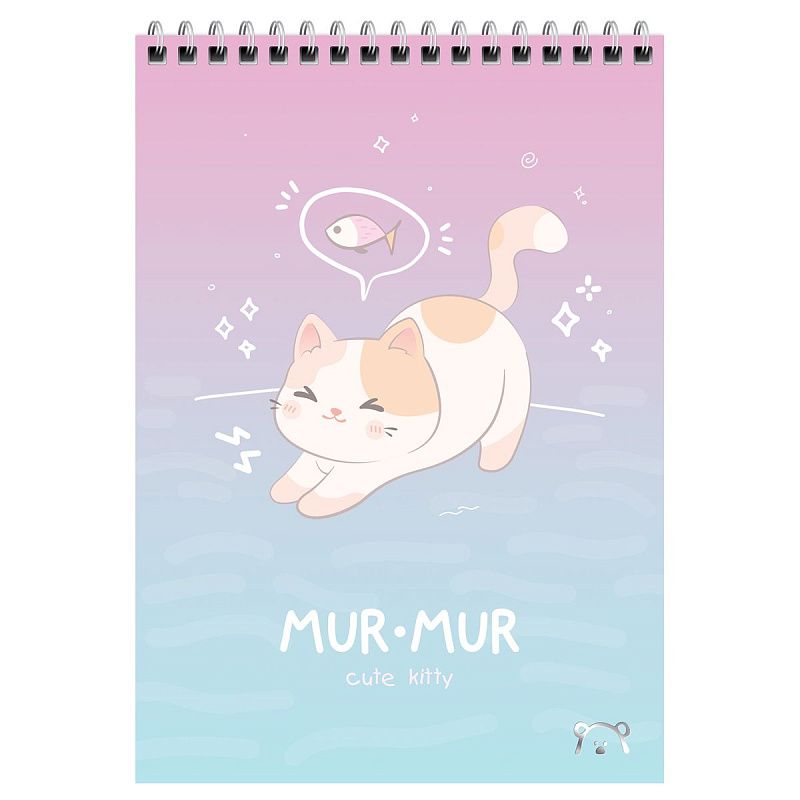 Блокнот А5 60л. на гребне MESHU "Cute kitty", пластиковая обложка