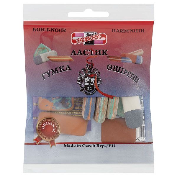 Набор ластиков Koh-I-Noor, 50г., овальный, комбинированный, натуральный каучук, европодвес