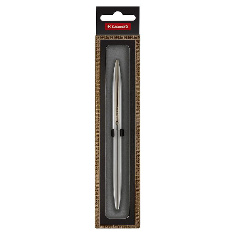 Ручка шариковая Luxor "Dyna" синяя, 1,0мм, корпус хром, кнопочный механизм, футляр 