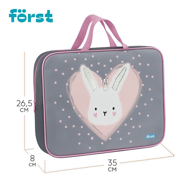 Папка текстильная с ручками 1 отделение, А4 Först "Little Friend", 350*265*80мм, текстиль, на молнии 