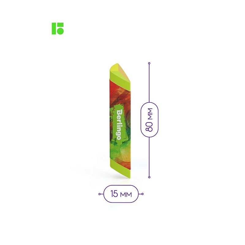 Ластик Berlingo "Collision", 6шт., треугольный, скошенный, 80*15*15мм, PVC бокс 