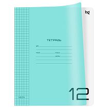 Тетрадь 12л., клетка BG "UniTone. Neon", пластиковая обложка, неон голубой