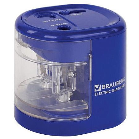 Точилка электрическая BRAUBERG "STANDARD", 2 отверстия для карандашей (включая утолщенные), питание от 4 батареек АА, 228423 