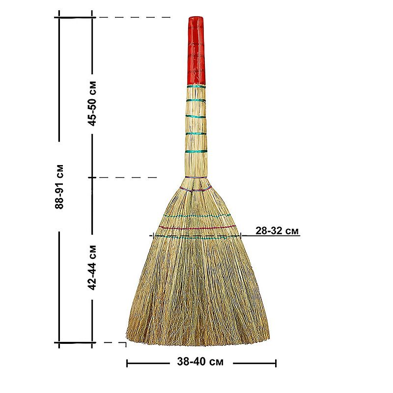 Веник сорго Vega, трехпрошивной, 3-х лучевой, ручка в пленке, 89 см