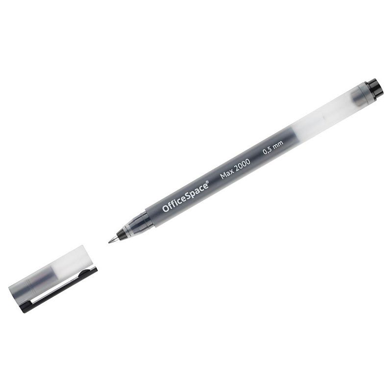 Ручка гелевая OfficeSpace "Max 2000" черная, 0,5мм, бесстержневая, увеличенная длина письма