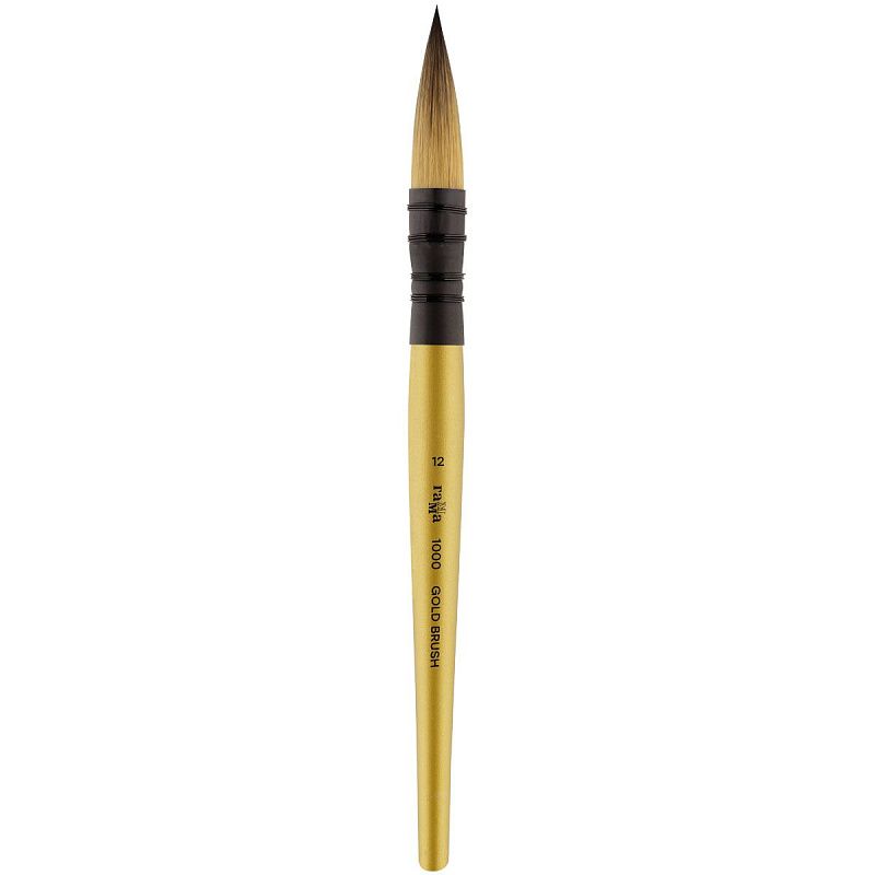 Кисть художественная синтетика Гамма "GOLD BRUSH", круглая №12, французское крепление, короткая ручка