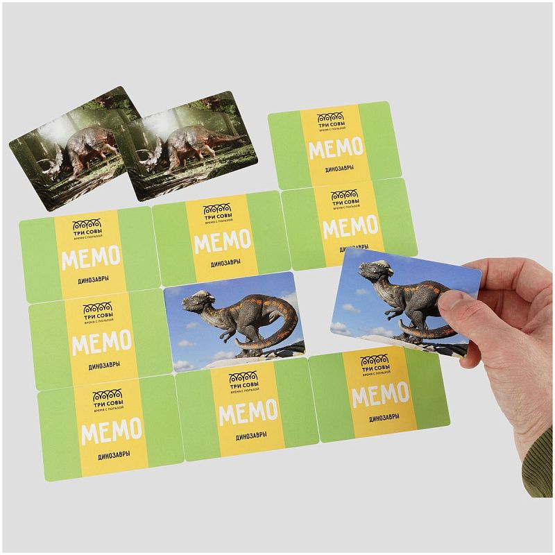 Игра настольная ТРИ СОВЫ "Мемо. Динозавры ", 50 карточек, картонная коробка 
