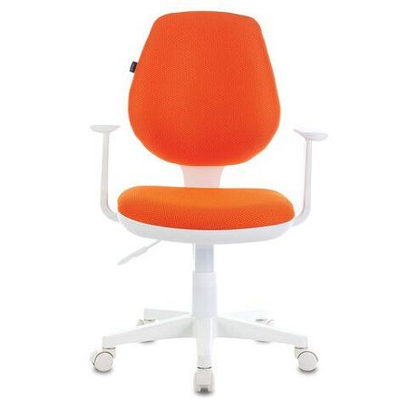 Кресло BRABIX "Fancy MG-201W", с подлокотниками, пластик белый, оранжевое, 532410, MG-201W_532410