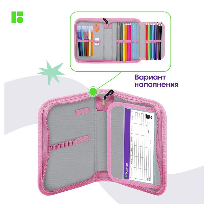 Пенал 1 отделение, 200*140*40 Berlingo "Cool panda", дополнительная откидная секция, полиэстер 